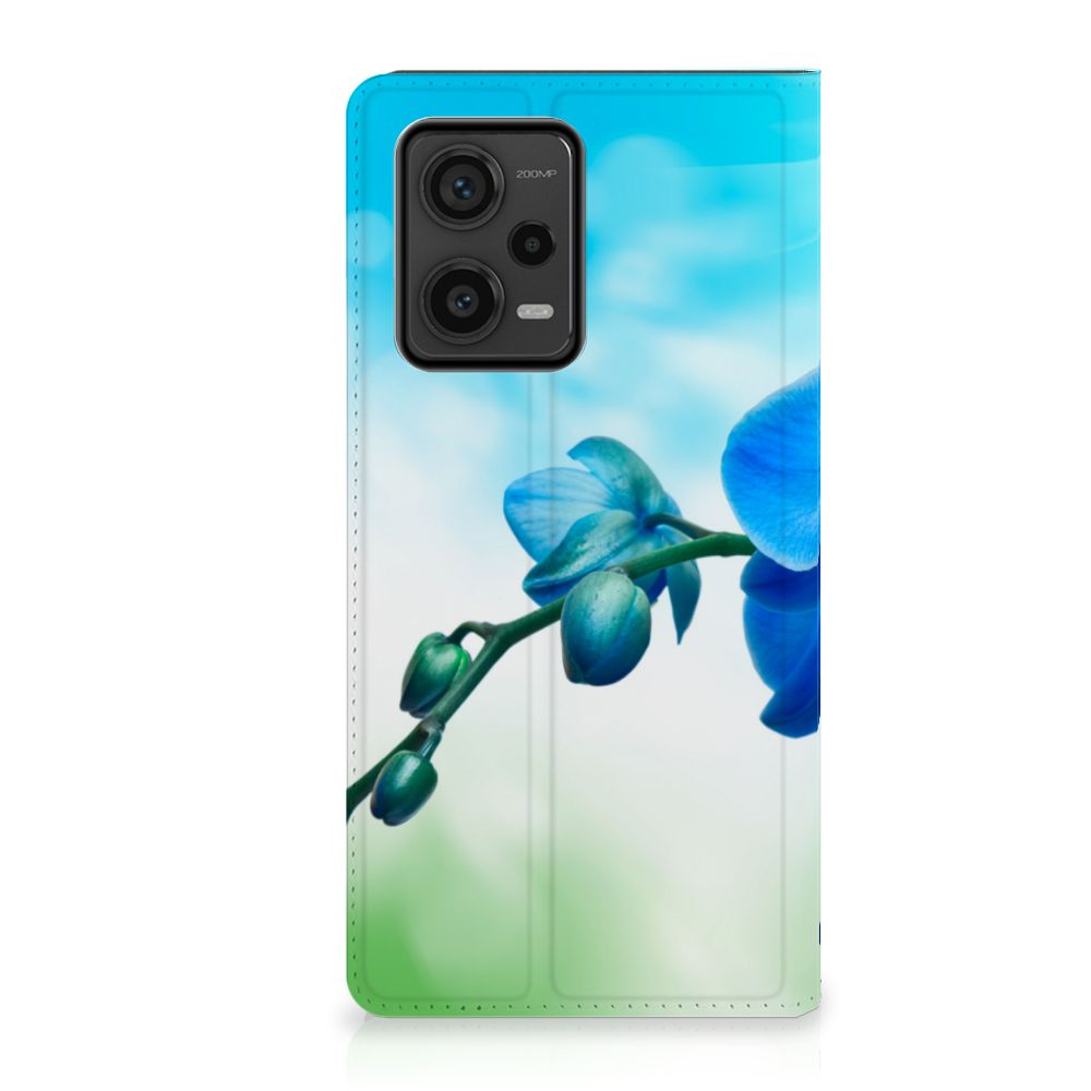 Xiaomi Redmi Note 12 Pro Plus Smart Cover Orchidee Blauw design orchidee voorkant