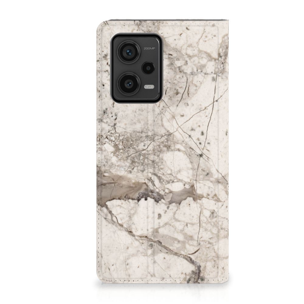 Xiaomi Redmi Note 12 Pro Plus Standcase Marmer Beige design hoesje voorkant