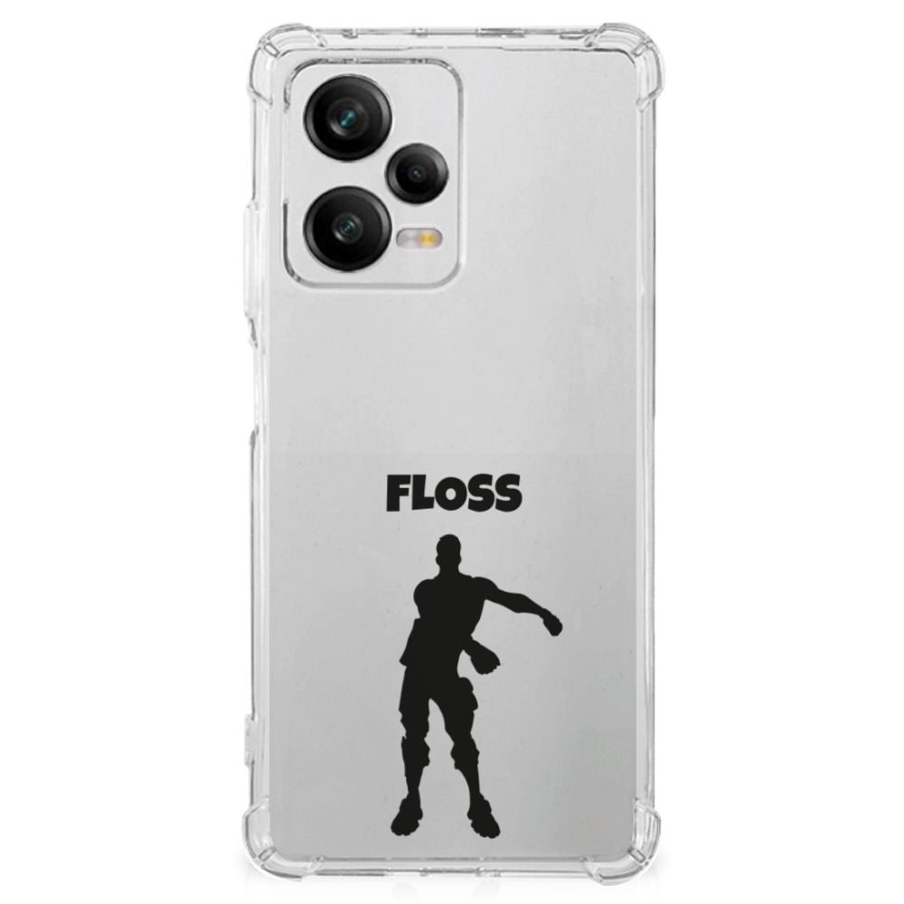 Xiaomi Redmi Note 12 Pro Plus Stevig Bumper Hoesje Floss transparant design aanzicht