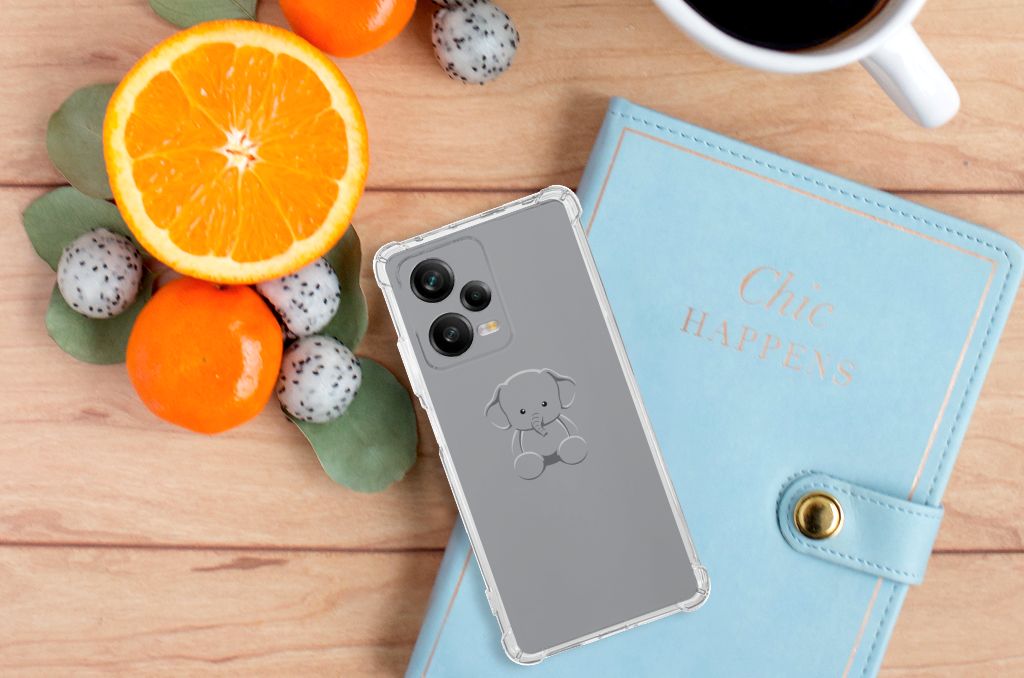 Xiaomi Redmi Note 12 Pro Plus Stevig Bumper Hoesje Grijs Baby Olifant B2C Telecom