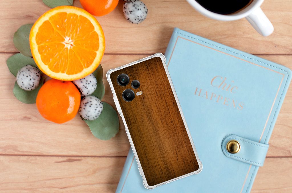 Xiaomi Redmi Note 12 Pro Plus Stevig Telefoonhoesje Donker Hout B2C Telecom