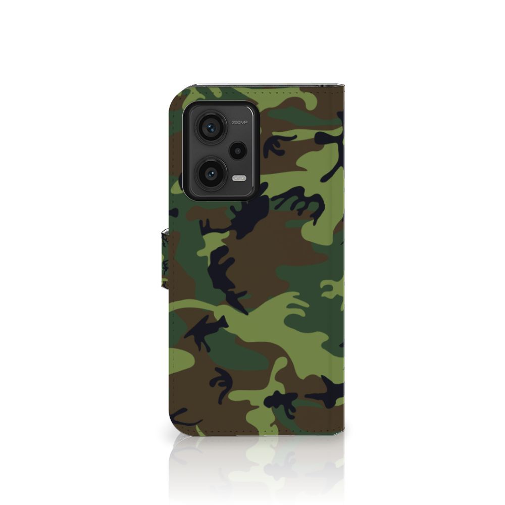 Xiaomi Redmi Note 12 Pro Plus Telefoon Hoesje Army Dark camouflage design vooraanzicht