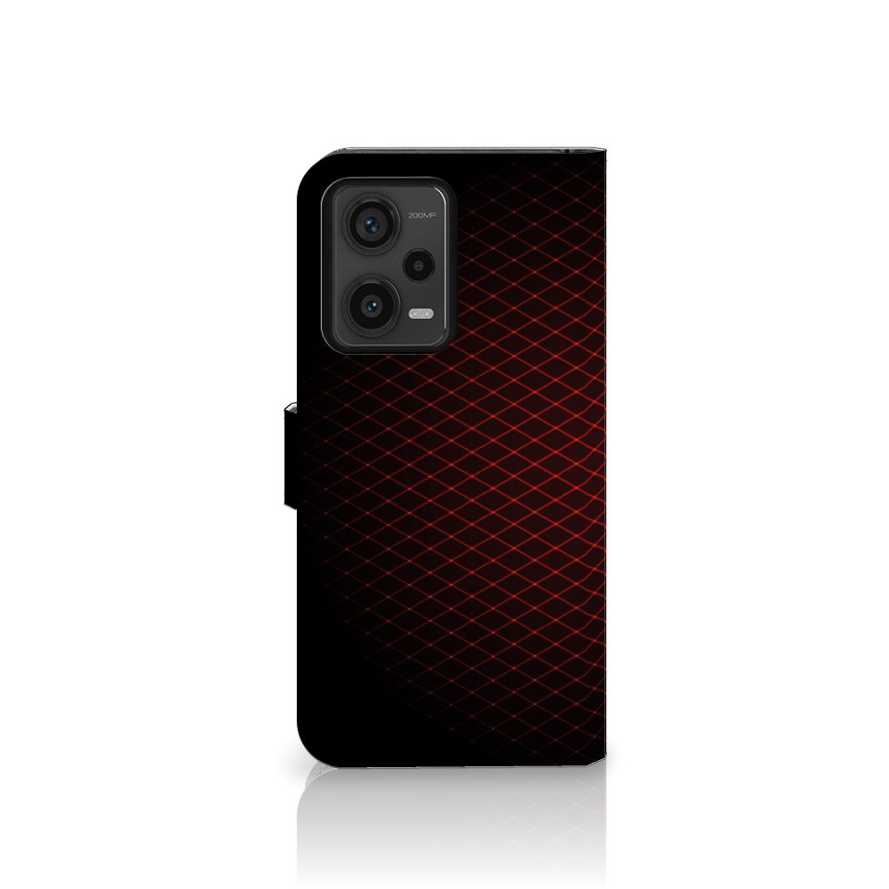 Xiaomi Redmi Note 12 Pro Plus Telefoon Hoesje Geruit Rood met ruitpatroon en ruimte voor 3 pasjes.