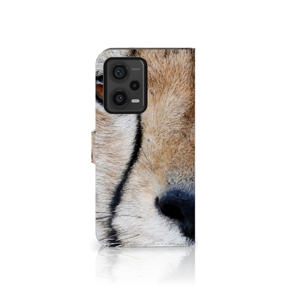 Xiaomi Redmi Note 12 Pro Plus Telefoonhoesje met Pasjes Cheetah close-up van een cheeta gezicht