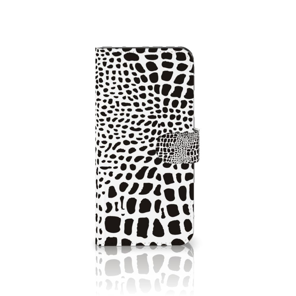 Xiaomi Redmi Note 12 Pro Plus Telefoonhoesje met Pasjes Slangenprint boekhoesje zwart wit design vooraanzicht