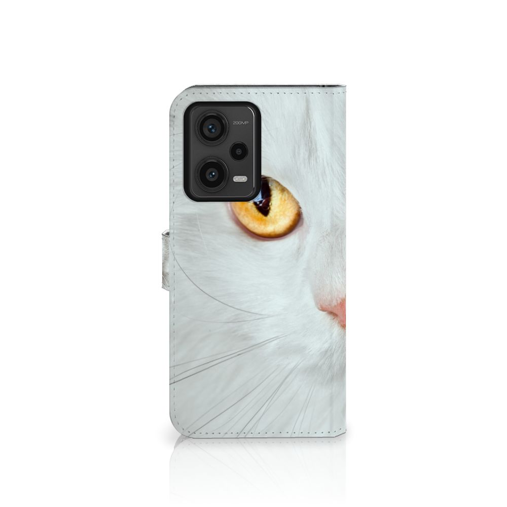 Xiaomi Redmi Note 12 Pro Plus Telefoonhoesje met Pasjes Witte Kat Witte kat design voorkant