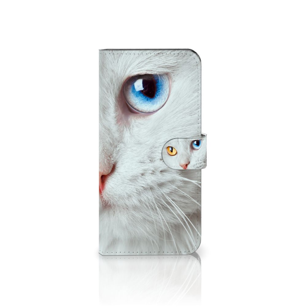 Xiaomi Redmi Note 12 Pro Plus Telefoonhoesje met Pasjes Witte Kat kat oog detail design voorkant