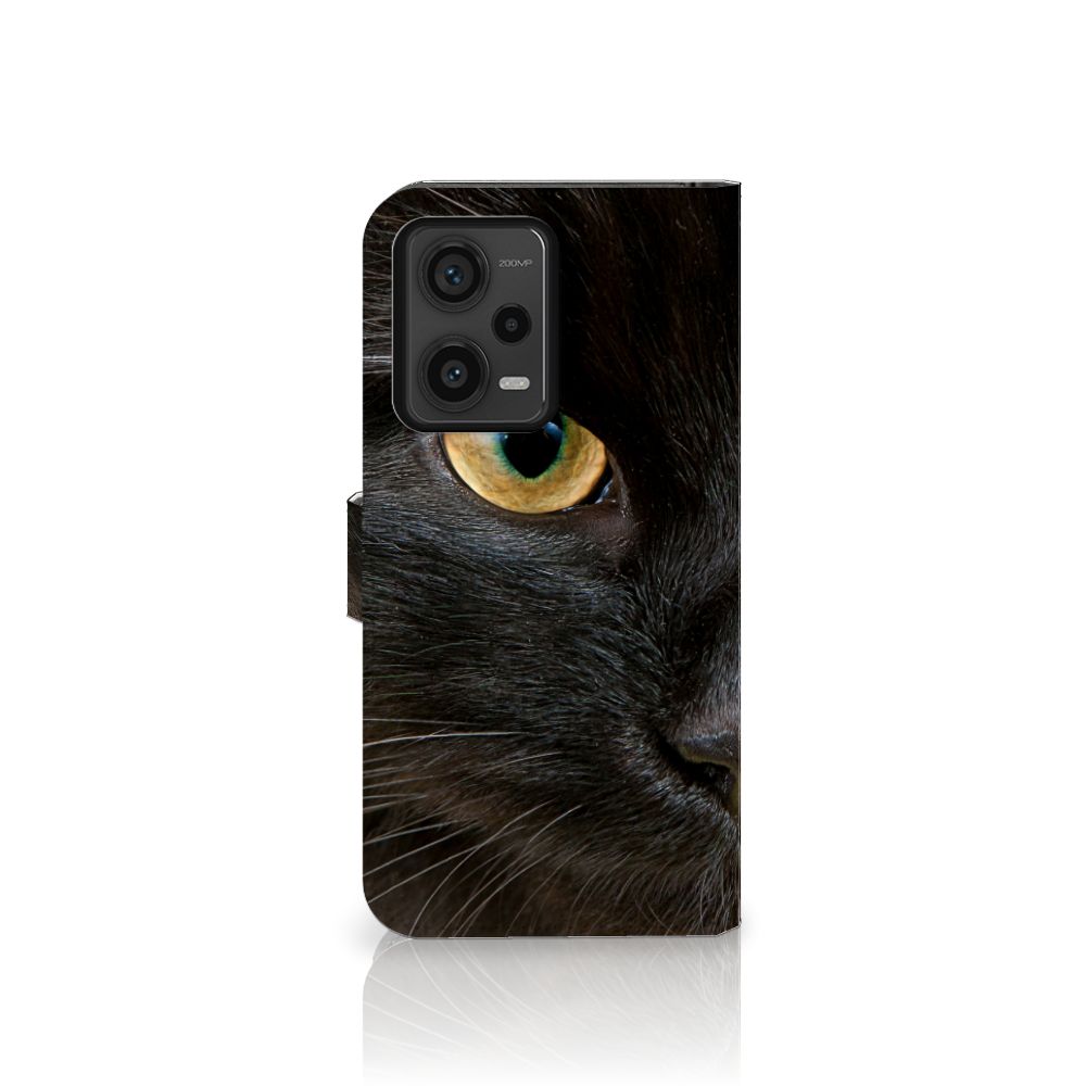 Xiaomi Redmi Note 12 Pro Plus Telefoonhoesje met Pasjes Zwarte Kat met mysterieus kattenontwerp 🐱