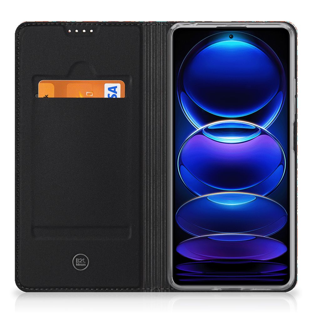Xiaomi Redmi Note 12 Pro | Poco X5 Pro Bookcase Retro binnenzijde zwart met zicht op telefoon en kaartsleuf