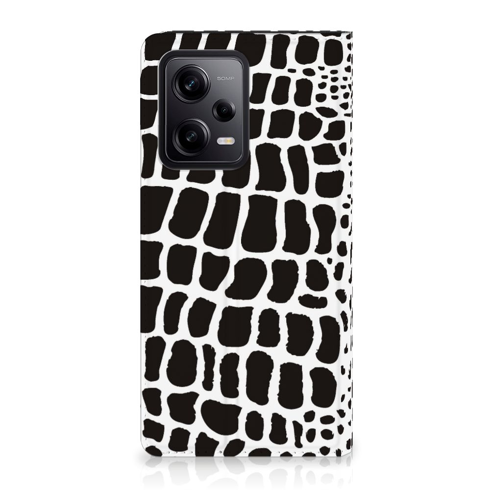 Xiaomi Redmi Note 12 Pro Poco X5 Pro Hoesje maken Slangenprint stand case zwart wit slangenprint voorkant