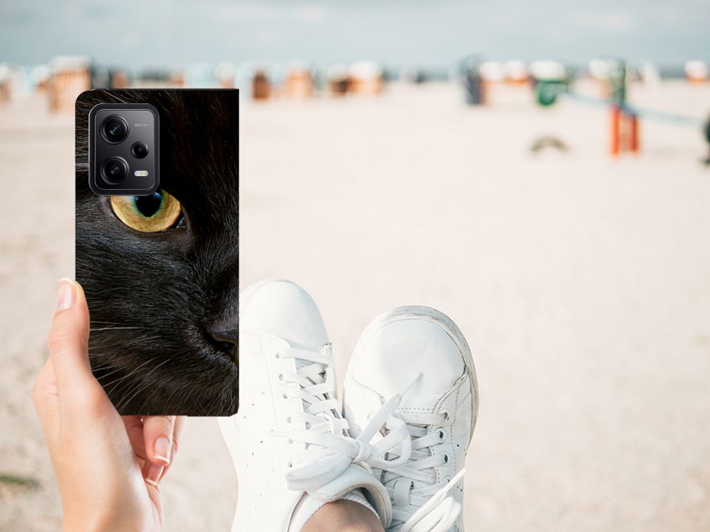 Xiaomi Redmi Note 12 Pro | Poco X5 Pro Hoesje maken Zwarte Kat design zwarte kat aanzicht