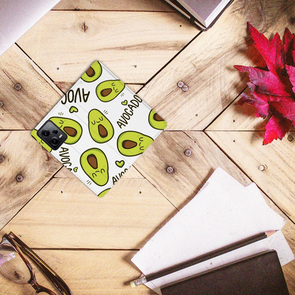 Xiaomi Redmi Note 12 Pro Poco X5 Pro Magnet Case Avocado Singing avocado's design bovenaanzicht