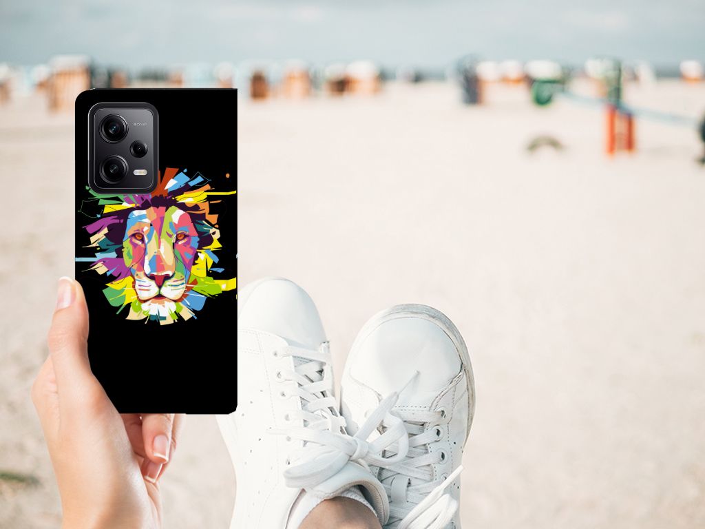 Xiaomi Redmi Note 12 Pro Poco X5 Pro Magnet Case Lion Color design hand beach