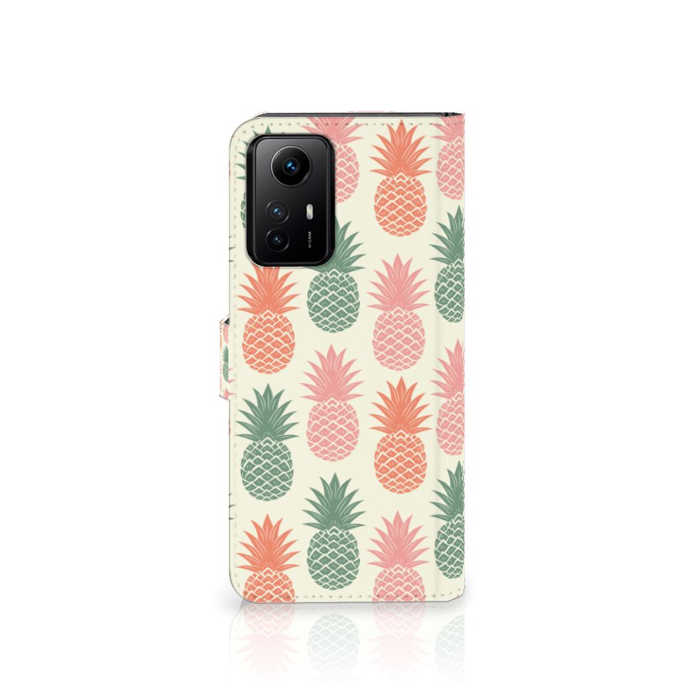 Xiaomi Redmi Note 12S Book Cover Ananas boekhoes ananas design voorkant