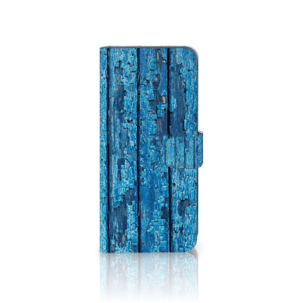 Xiaomi Redmi Note 12S Book Style Case Wood Blue met een fantastisch design van afgebladderd blauw hout 🌊.