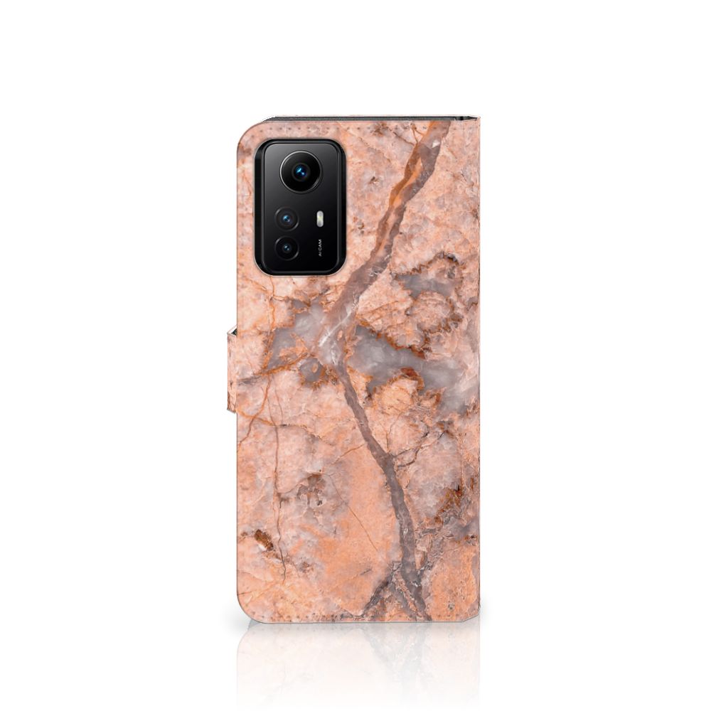 Xiaomi Redmi Note 12S Bookcase Marmer Oranje Bookcase Marmer Oranje achterkant