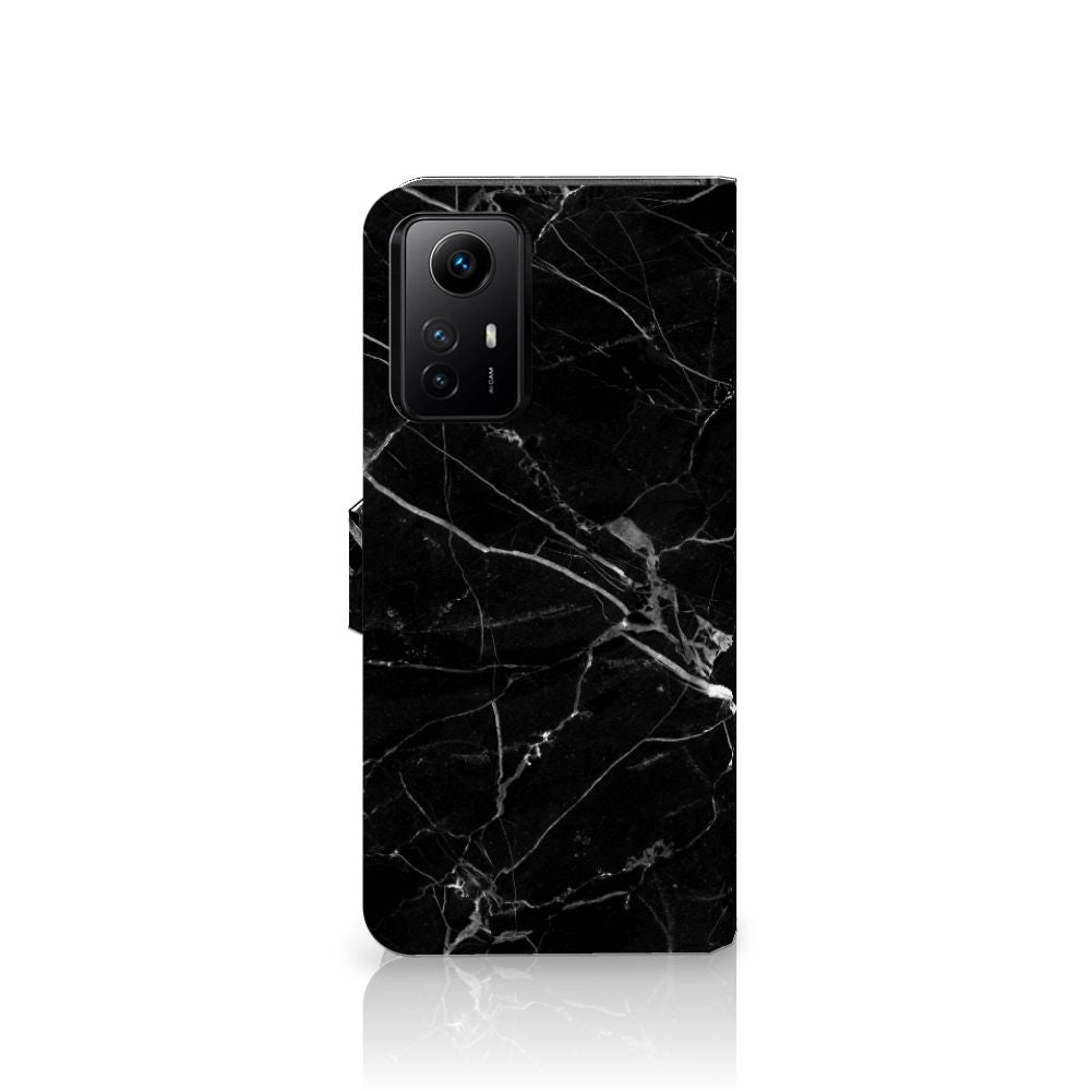 Xiaomi Redmi Note 12S Bookcase Marmer Zwart bookcase zwart marmer aanzicht