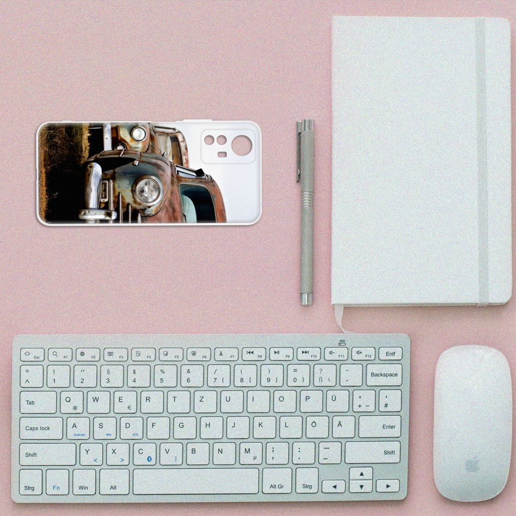Xiaomi Redmi Note 12S Siliconen Hoesje met foto Vintage Auto vintage auto bureau aanzicht