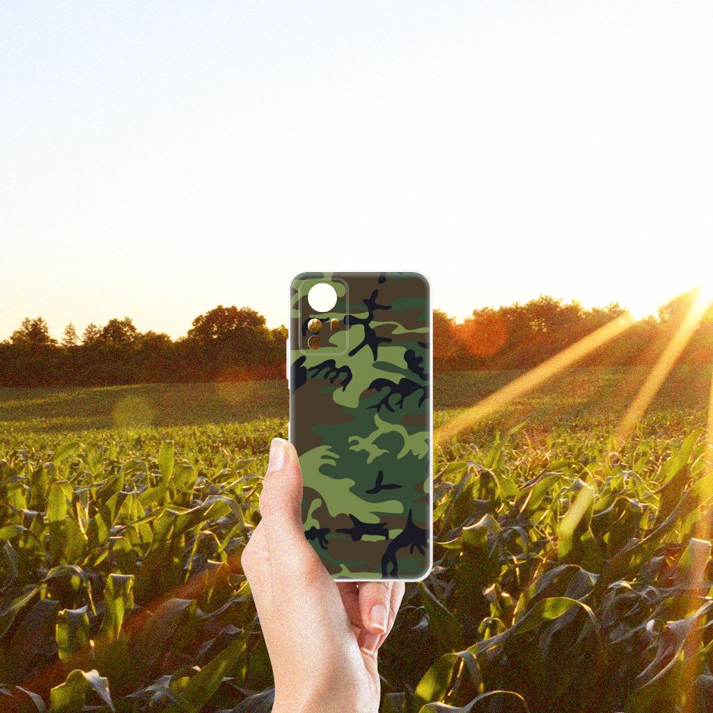Xiaomi Redmi Note 12S TPU bumper Army Dark camouflage design hand outdoors