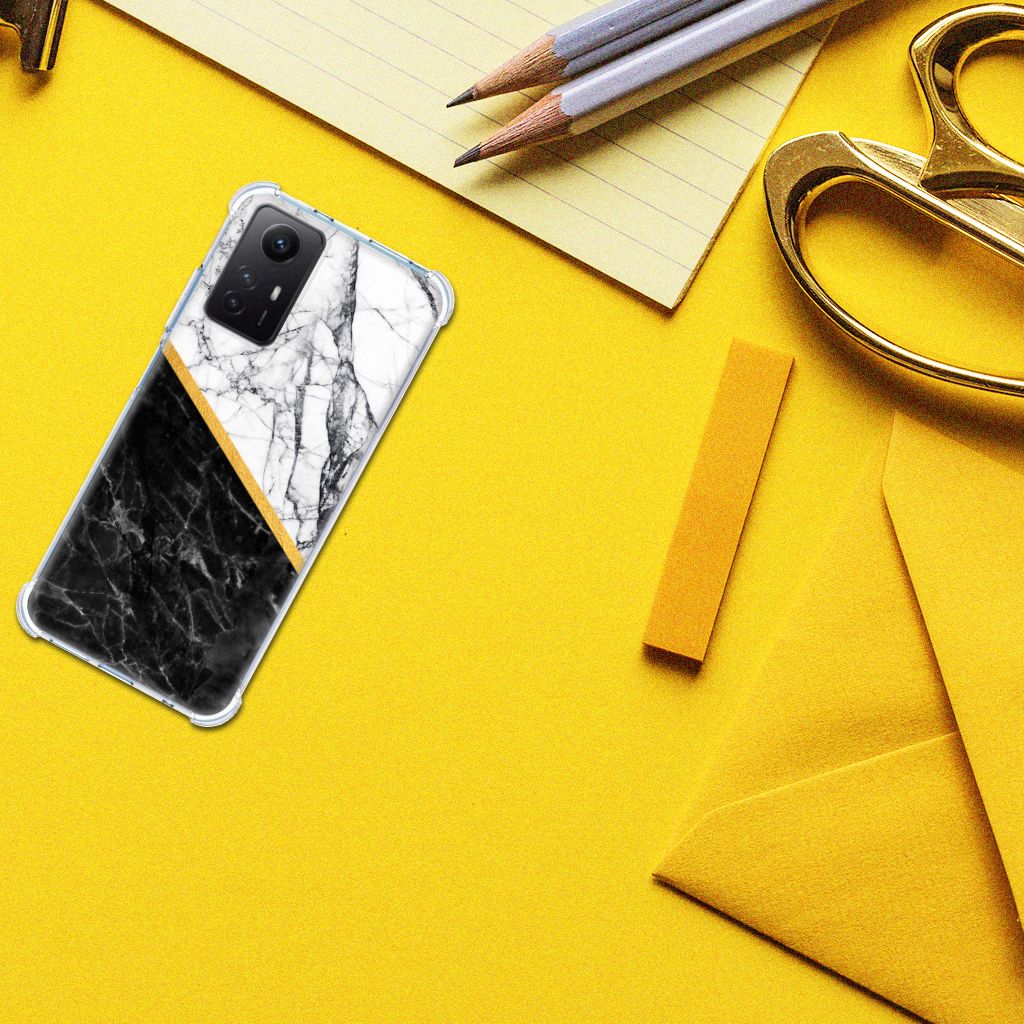 Xiaomi Redmi Note 12s Anti-Shock Hoesje Marmer Wit Zwart - Origineel Cadeau Man B2C Telecom