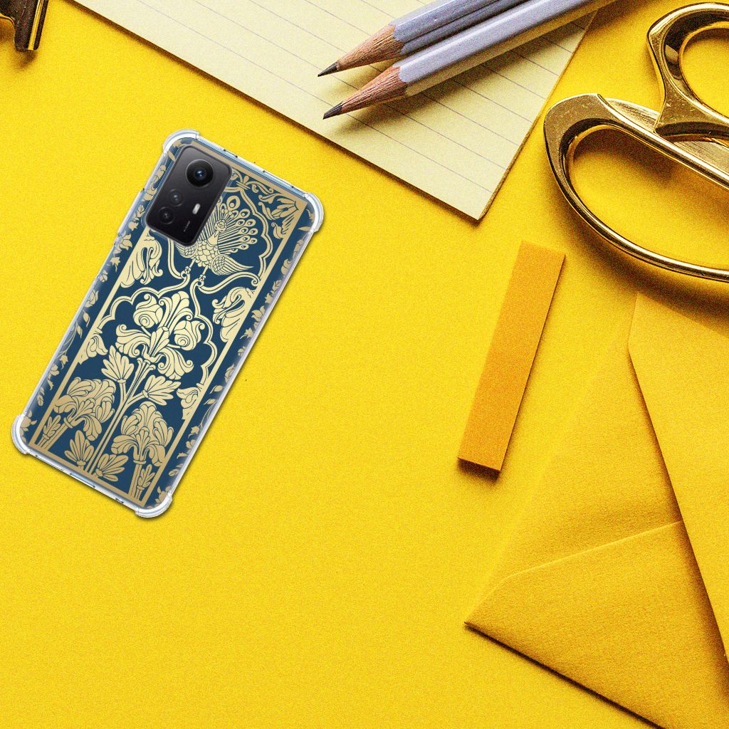 Xiaomi Redmi Note 12s Case Beige Flowers design voorkant