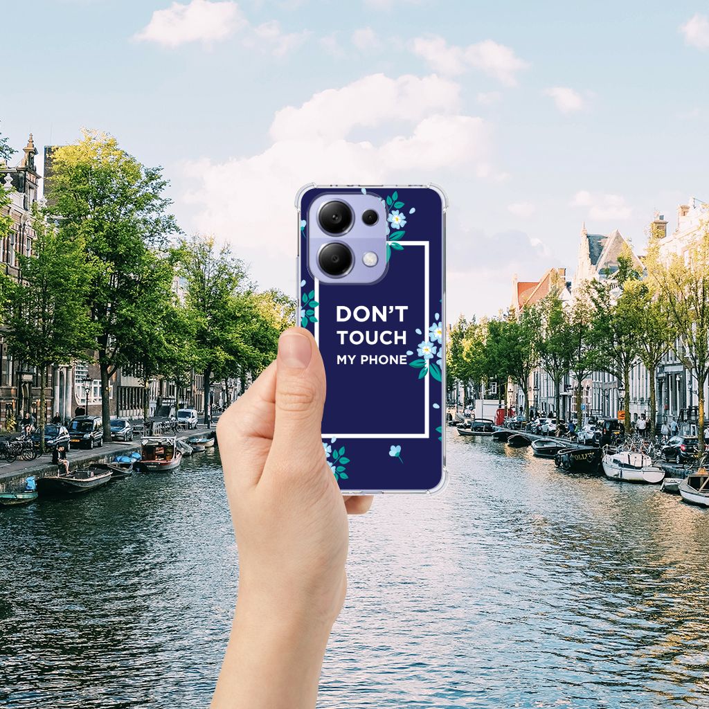 Xiaomi Redmi Note 13 4G Anti Shock Case Flowers Blue DTMP hand buiten water