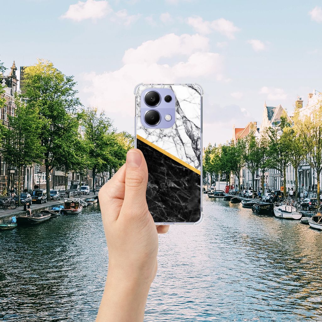 Xiaomi Redmi Note 13 4G Anti-Shock Hoesje Marmer Wit Zwart - Origineel Cadeau Man B2C Telecom
