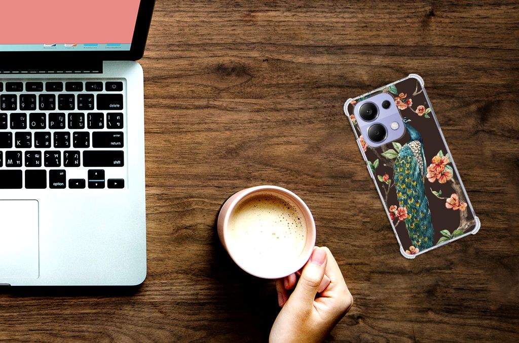 Xiaomi Redmi Note 13 4G Case Anti-shock Pauw met Bloemen B2C Telecom