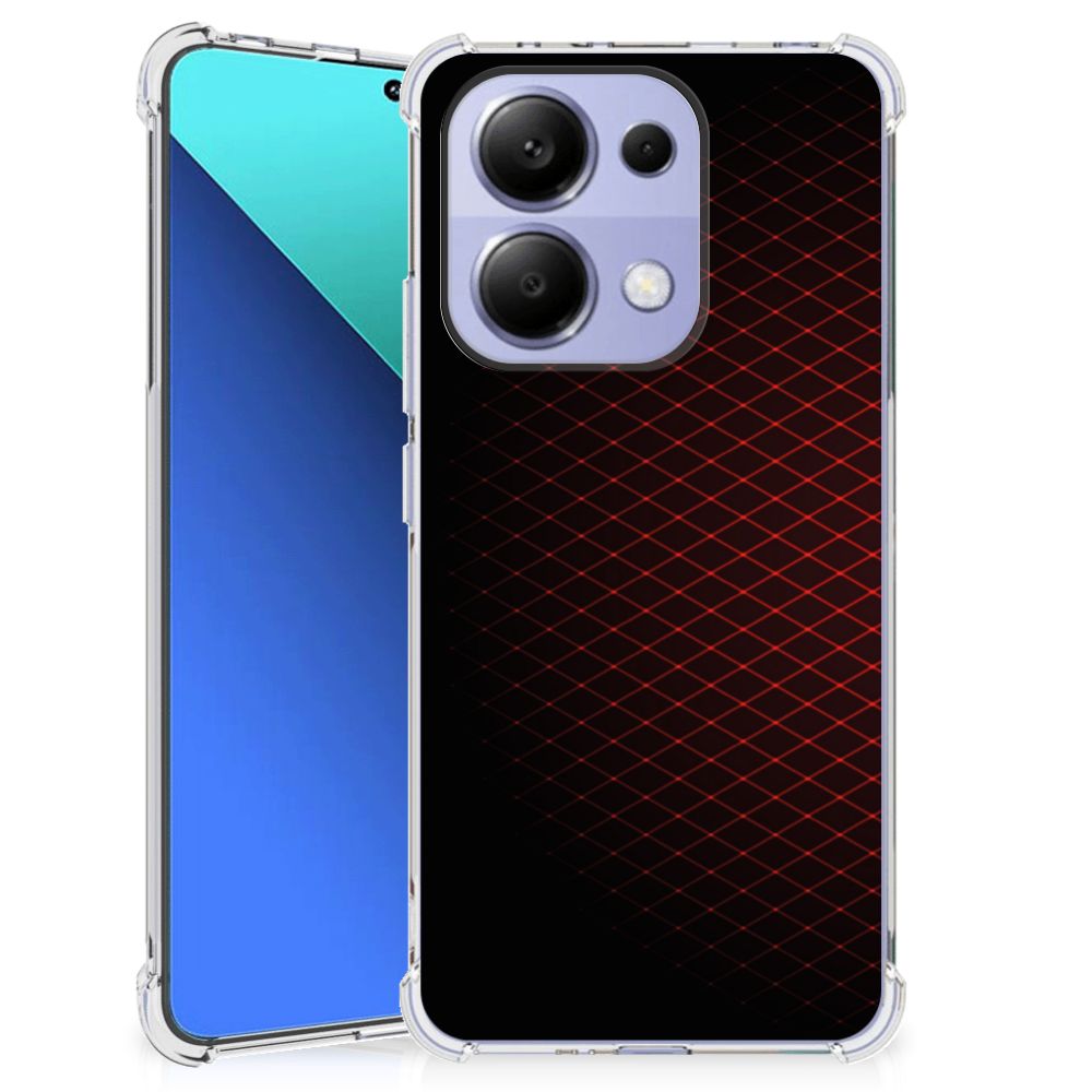 Xiaomi Redmi Note 13 4G Doorzichtige Silicone Hoesje Geruit Rood B2C Telecom