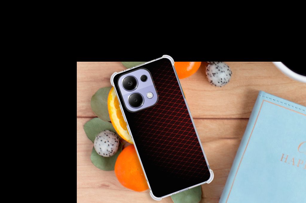 Xiaomi Redmi Note 13 4G Doorzichtige Silicone Hoesje Geruit Rood B2C Telecom
