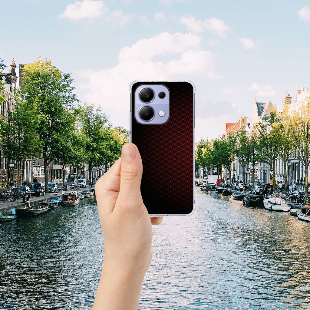 Xiaomi Redmi Note 13 4G Doorzichtige Silicone Hoesje Geruit Rood B2C Telecom