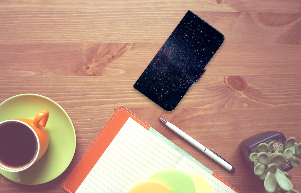 Xiaomi Redmi Note 13 5G Book Case Stars design sterren achtergrond telefoonhoesje