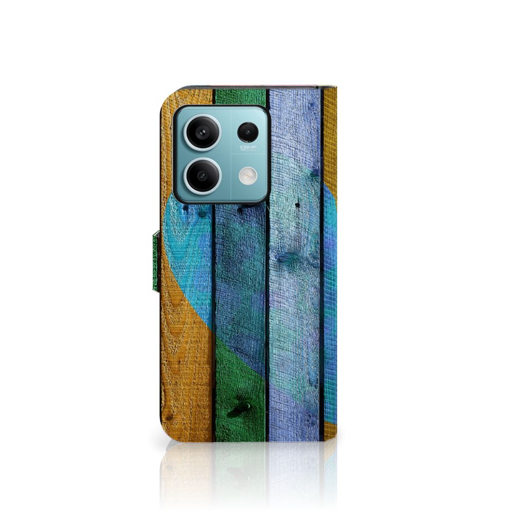 Xiaomi Redmi Note 13 5G Book Style Case Wood Heart voorkant