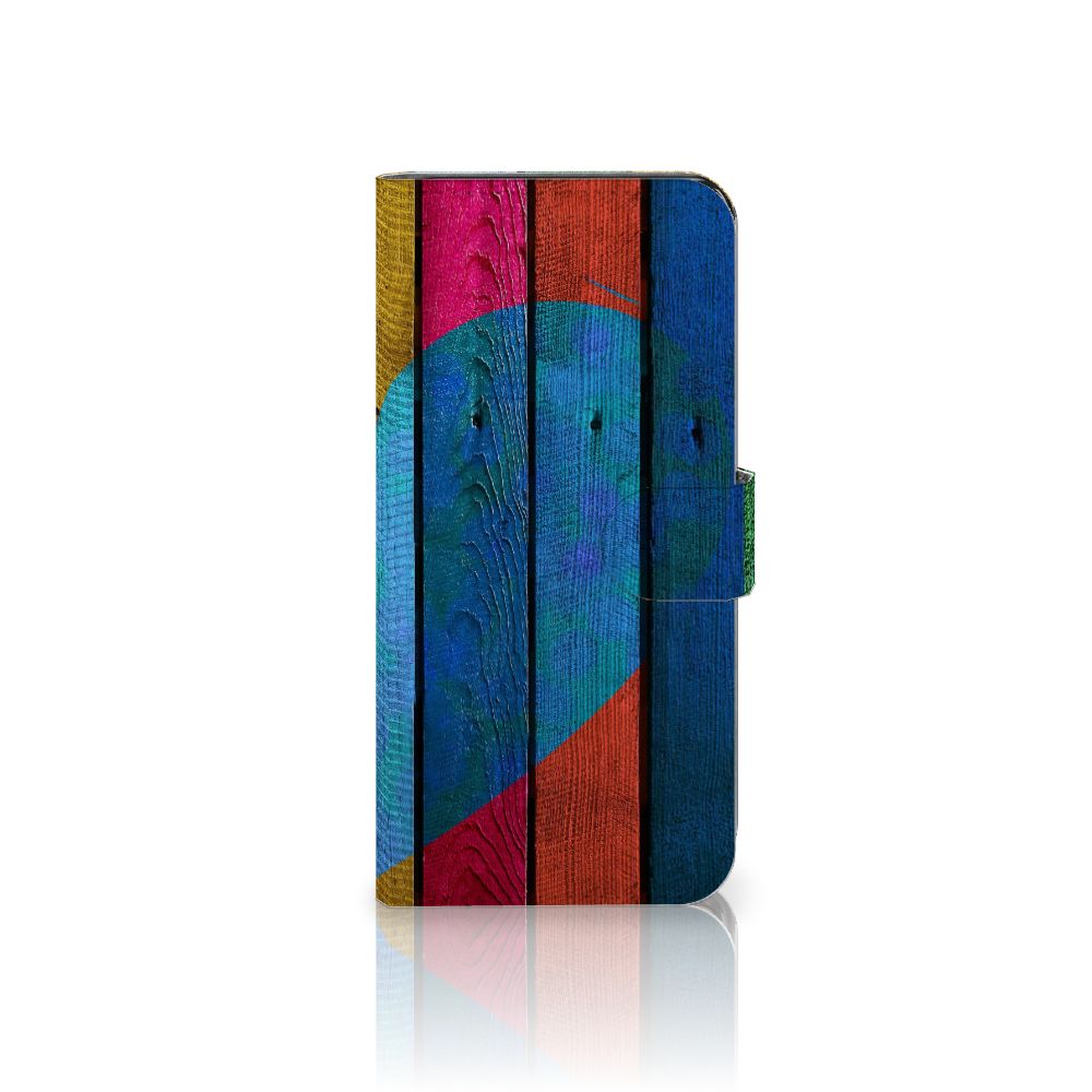 Xiaomi Redmi Note 13 5G Book Style Case Wood Heart - Cadeau voor je Vriend design hout hart vooraan