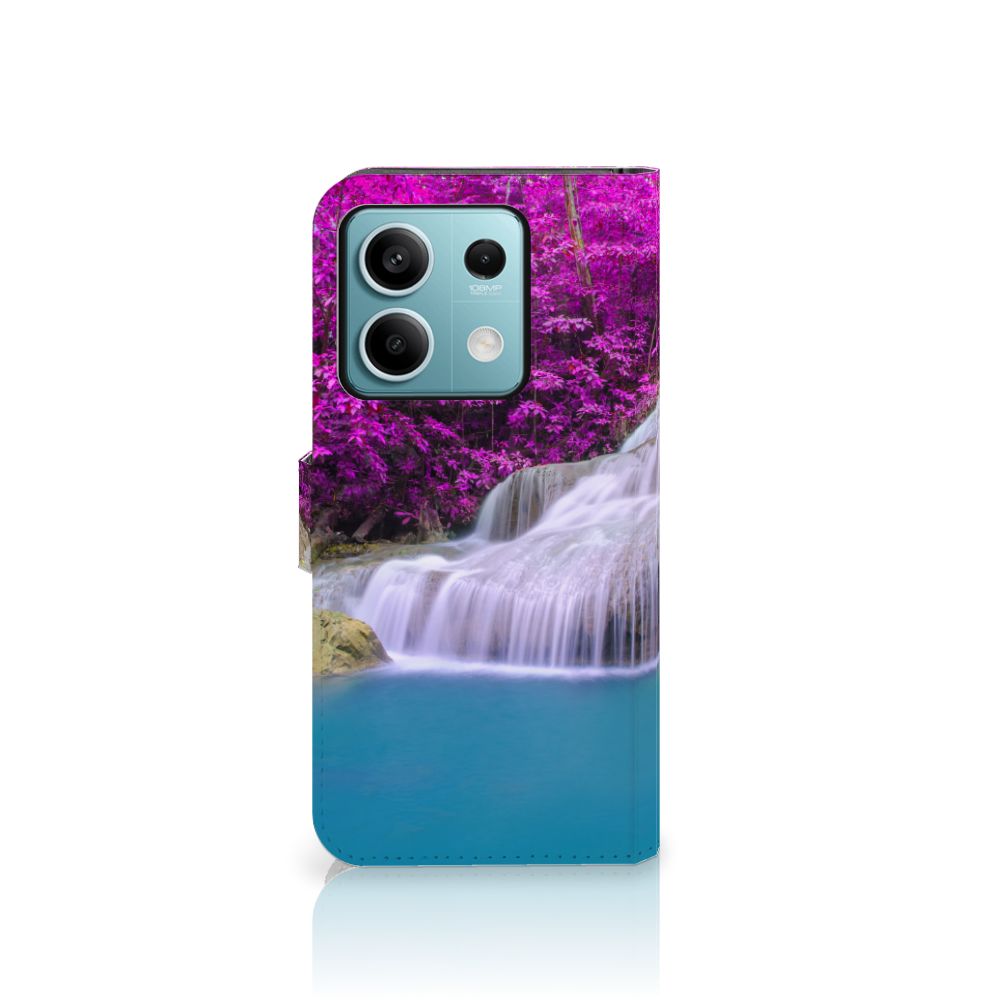 Xiaomi Redmi Note 13 5G Flip Cover Waterval waterval paarse bomen voorkant