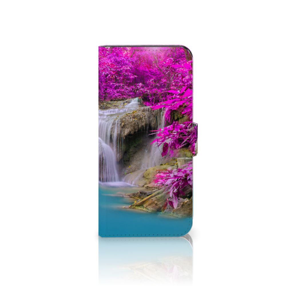 Xiaomi Redmi Note 13 5G Flip Cover Waterval waterfall paarse bomen voorzijde