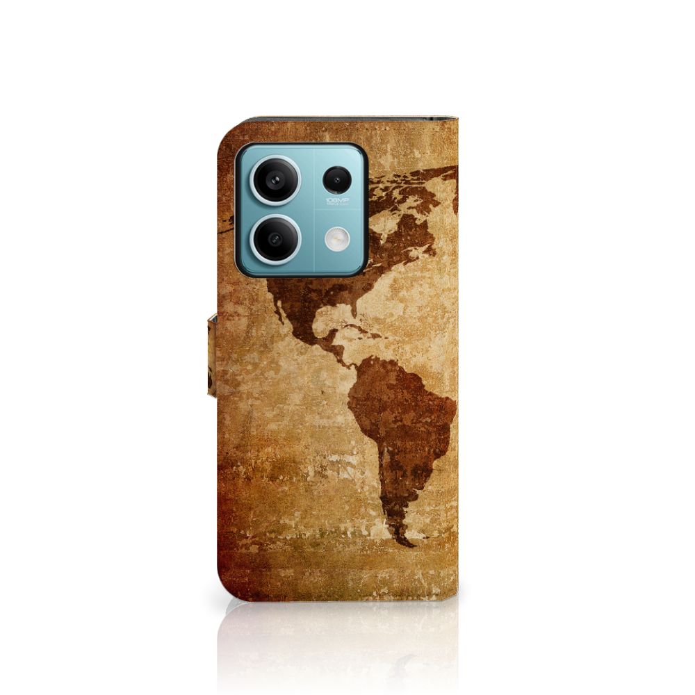 Xiaomi Redmi Note 13 5G Flip Cover Wereldkaart wereldkaart design voorkant