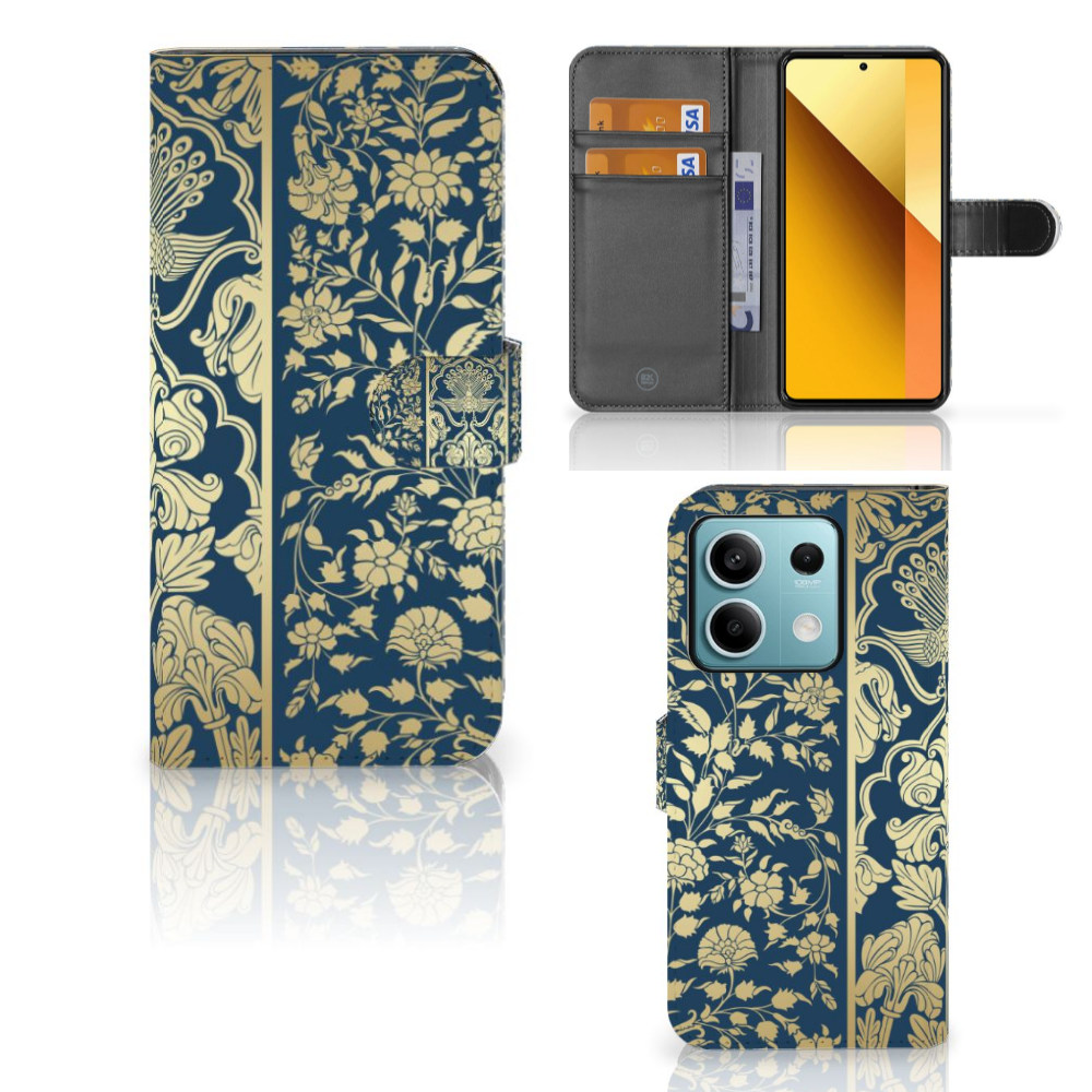 Xiaomi Redmi Note 13 5G Hoesje Beige Flowers design beige bloemen aanzicht