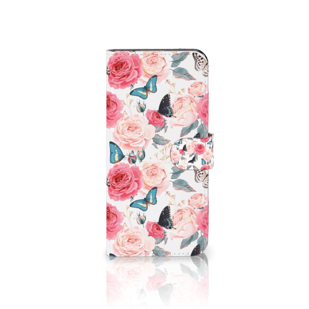 Xiaomi Redmi Note 13 5G Hoesje Butterfly Roses telefoonhoesje met bloemen vlinders vooraanzicht