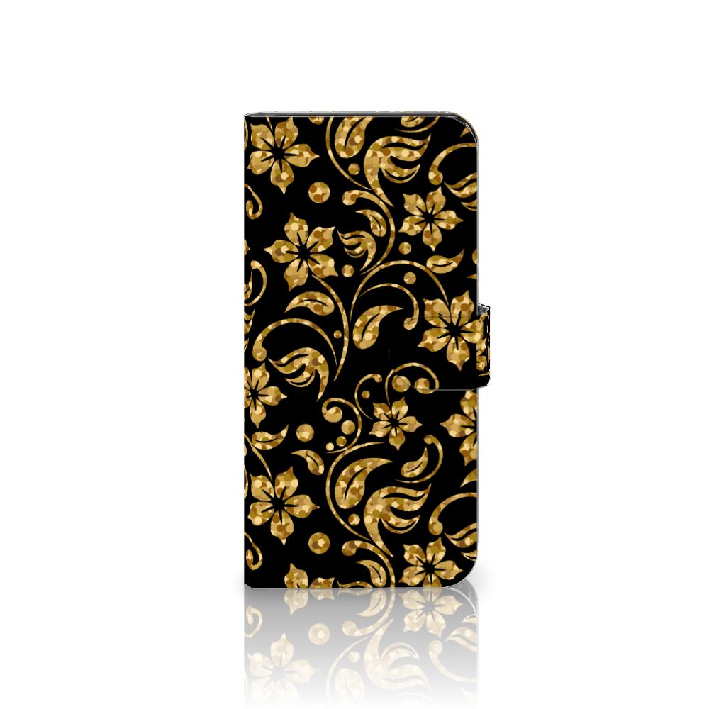 Xiaomi Redmi Note 13 5G Hoesje Gouden Bloemen telefoonhoesje gouden bloemen voorkant
