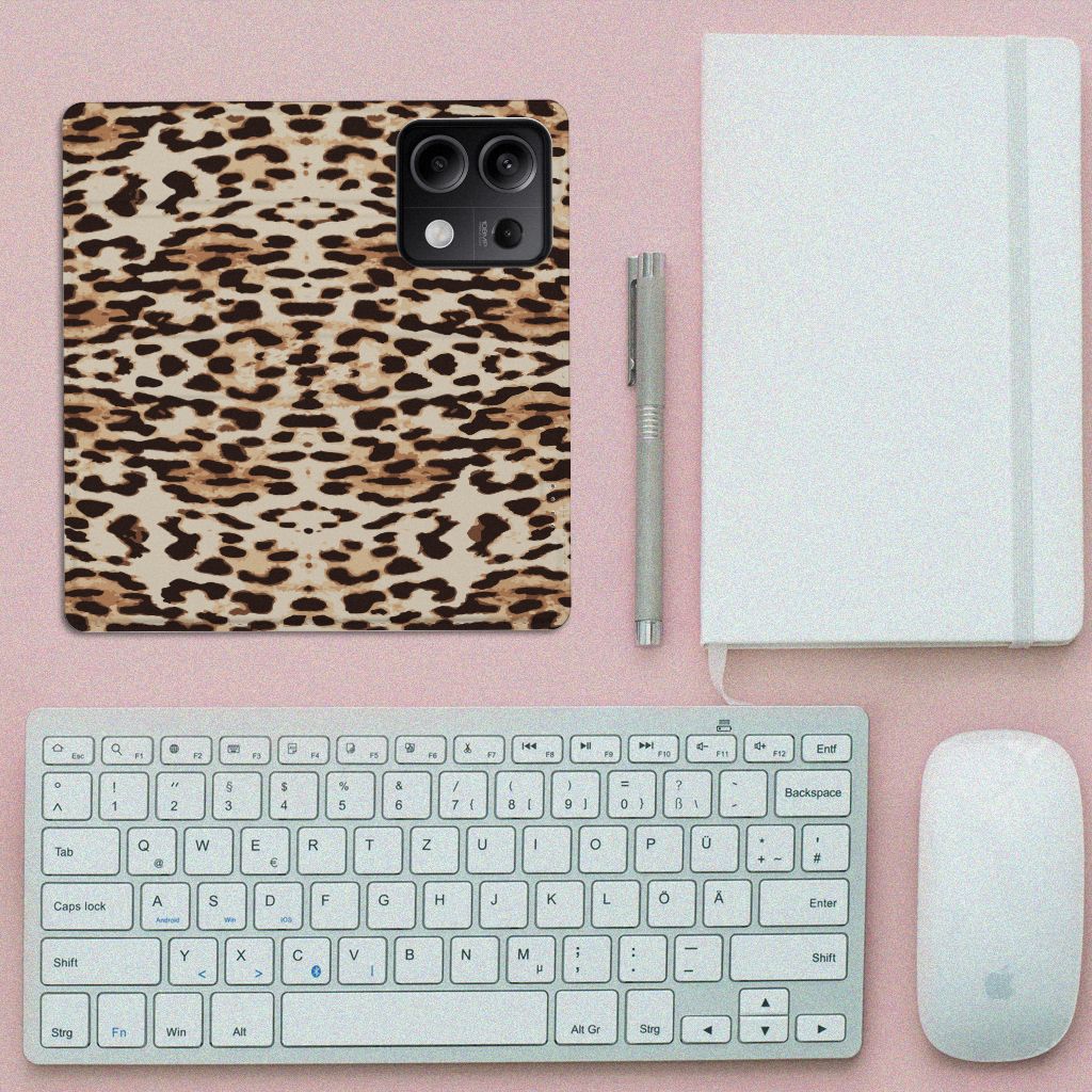 Xiaomi Redmi Note 13 5G Hoesje maken Leopard hoesje leopardprint bovenaanzicht