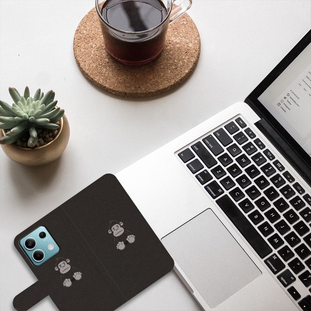 Xiaomi Redmi Note 13 5G Leuk Hoesje Gorilla design knuffelversie aanzicht