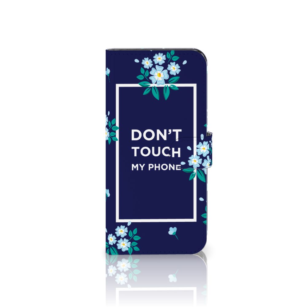 Xiaomi Redmi Note 13 5G Portemonnee Hoesje Flowers Blue DTMP bloemen design zijkant