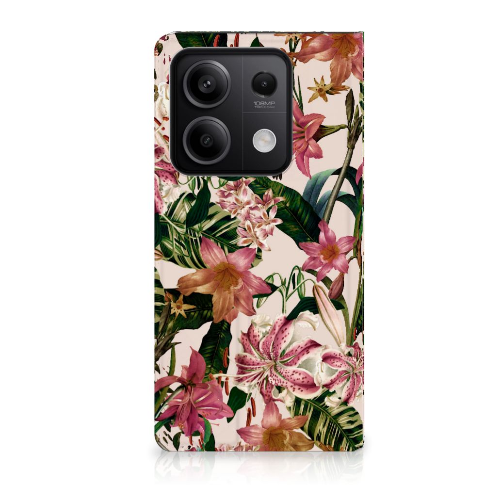 Xiaomi Redmi Note 13 5G Smart Cover Flowers bloemen design voorzijde