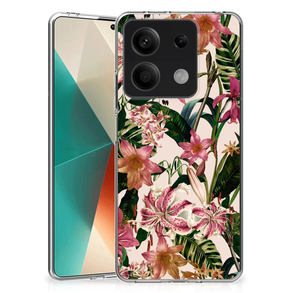 Xiaomi Redmi Note 13 5G TPU Case Flowers bloemen design achterzijde