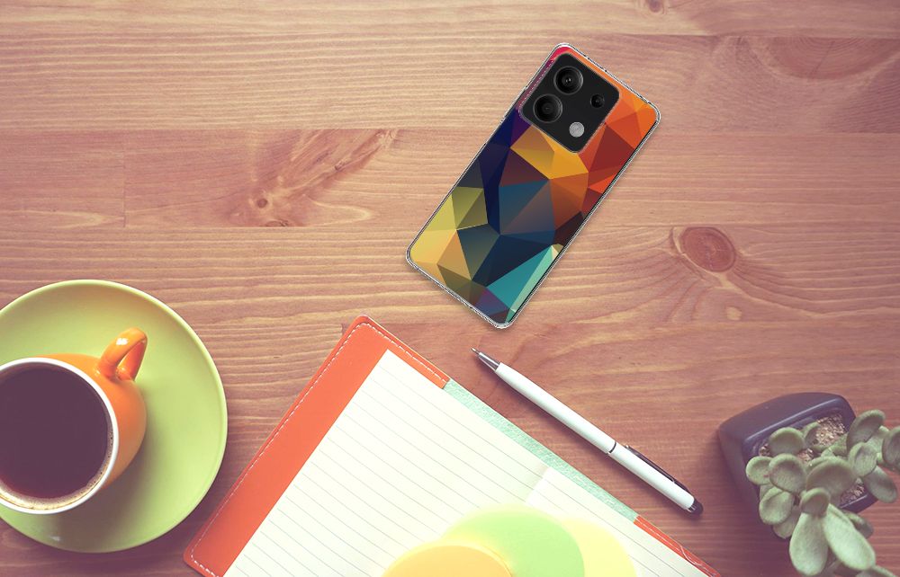 Xiaomi Redmi Note 13 5G TPU Hoesje Polygon Color kleurrijk geometrisch design aanzicht