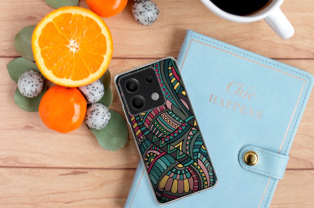 Xiaomi Redmi Note 13 5G TPU bumper Aztec design mobiel schuin