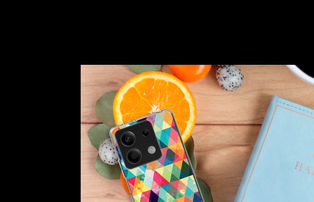 Xiaomi Redmi Note 13 5G TPU bumper Geruit kleurrijk ontwerp achteraanzicht