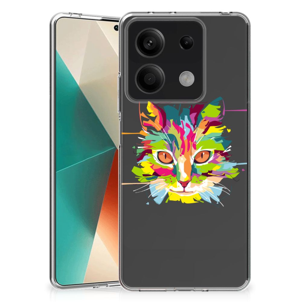 Xiaomi Redmi Note 13 5G Telefoonhoesje met Naam Cat Color, kleurrijk katontwerp voor bescherming en uitstraling