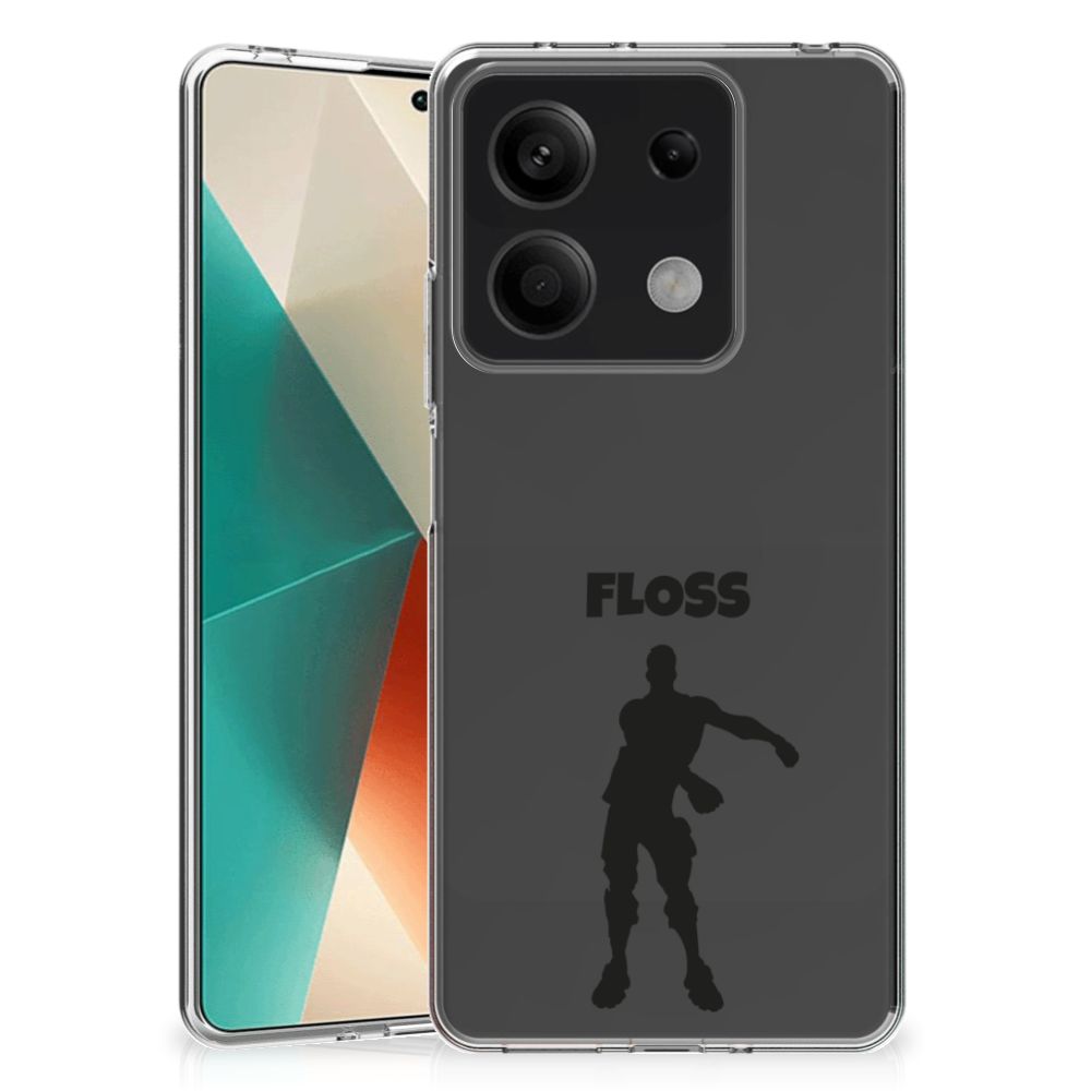 Xiaomi Redmi Note 13 5G Telefoonhoesje met Naam Floss transparant design achteraanzicht